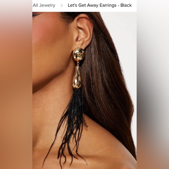 Let’s Get Away Earrings - Black Feathers - Picture 3 of 6